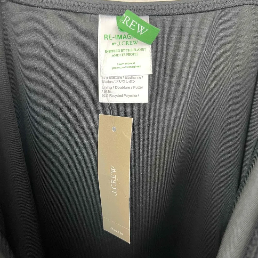 NWT J.Crew Size‎ 18 One Piece Black Swim Dress V-Neck Ruched Swimwear